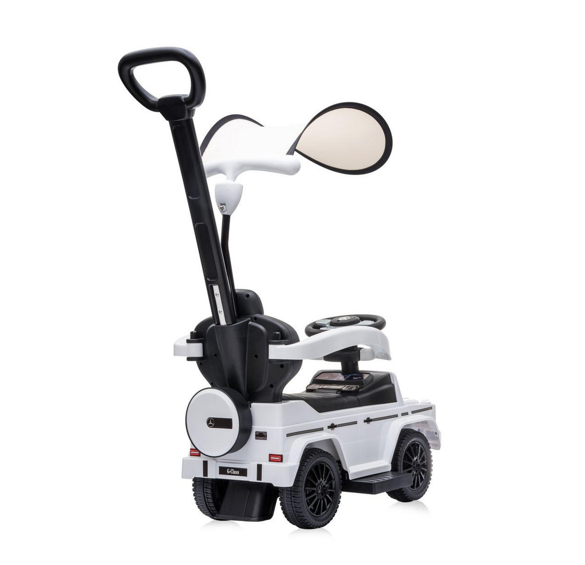 RUTSCHER Mercedes Benz G350D weiß Sonnendach, Schiebestange, Musik - Weiß, Kunststoff (86/40/95cm) - Lorelli