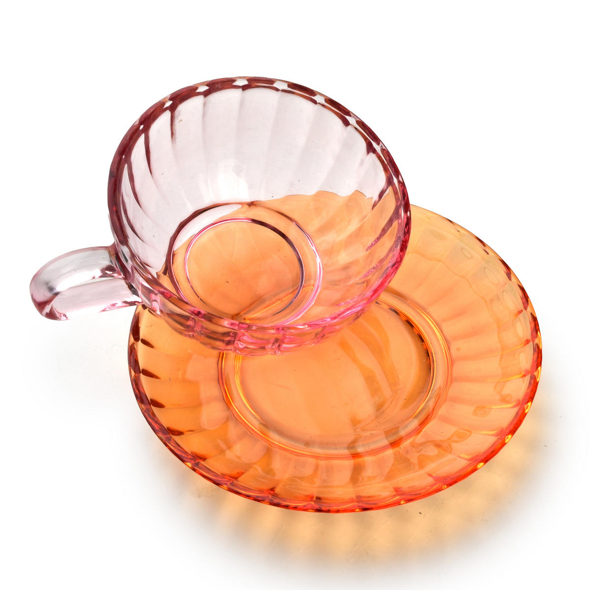 TASSE mit Untertasse Vini Rot 15.5/15.5/7 cm Glas - Rot, Glas (0.21L) - Mondex