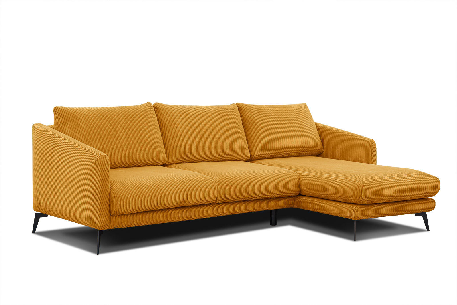 ECKSOFA VILT 4-Sitzer, honig - Schwarz/Honig, Holzwerkstoff/Textil (255/156cm) - Courtois Laville