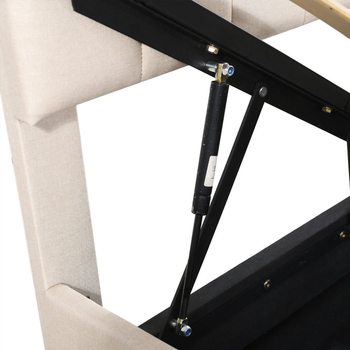 POLSTERBETT 90×200 cm mit bettkasten, hydraulisches stauraumbett, kinderbett mit hohes leinen-kastenbett, beige - Beige, Holz/Metall (90/200cm) - GENKI LIVING