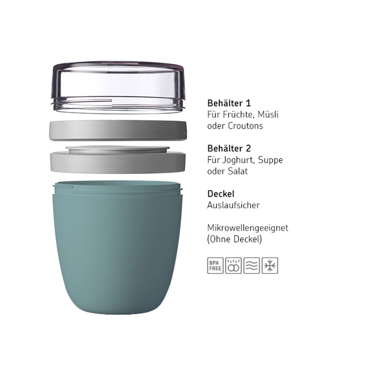 LUNCHPOT MINI + REGULAR Ellipse Nordic Black 2er Set - Schwarz, Kunststoff (1/1/1cm) - Mepal