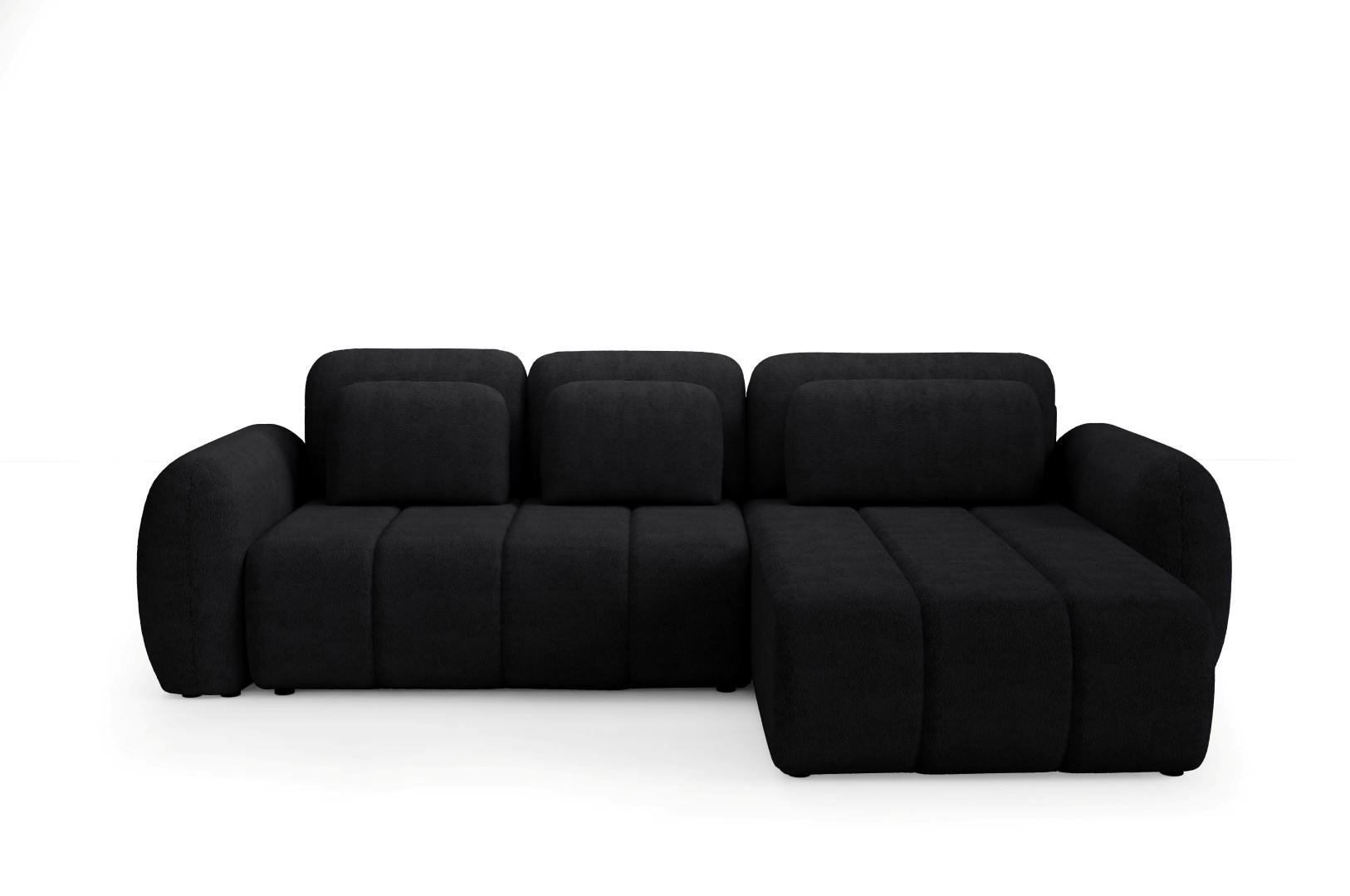 ECKSOFA mit Schlaffunktion Premium Schwarz - Schwarz, Holz/Holzwerkstoff (304/190cm) - Furnisell