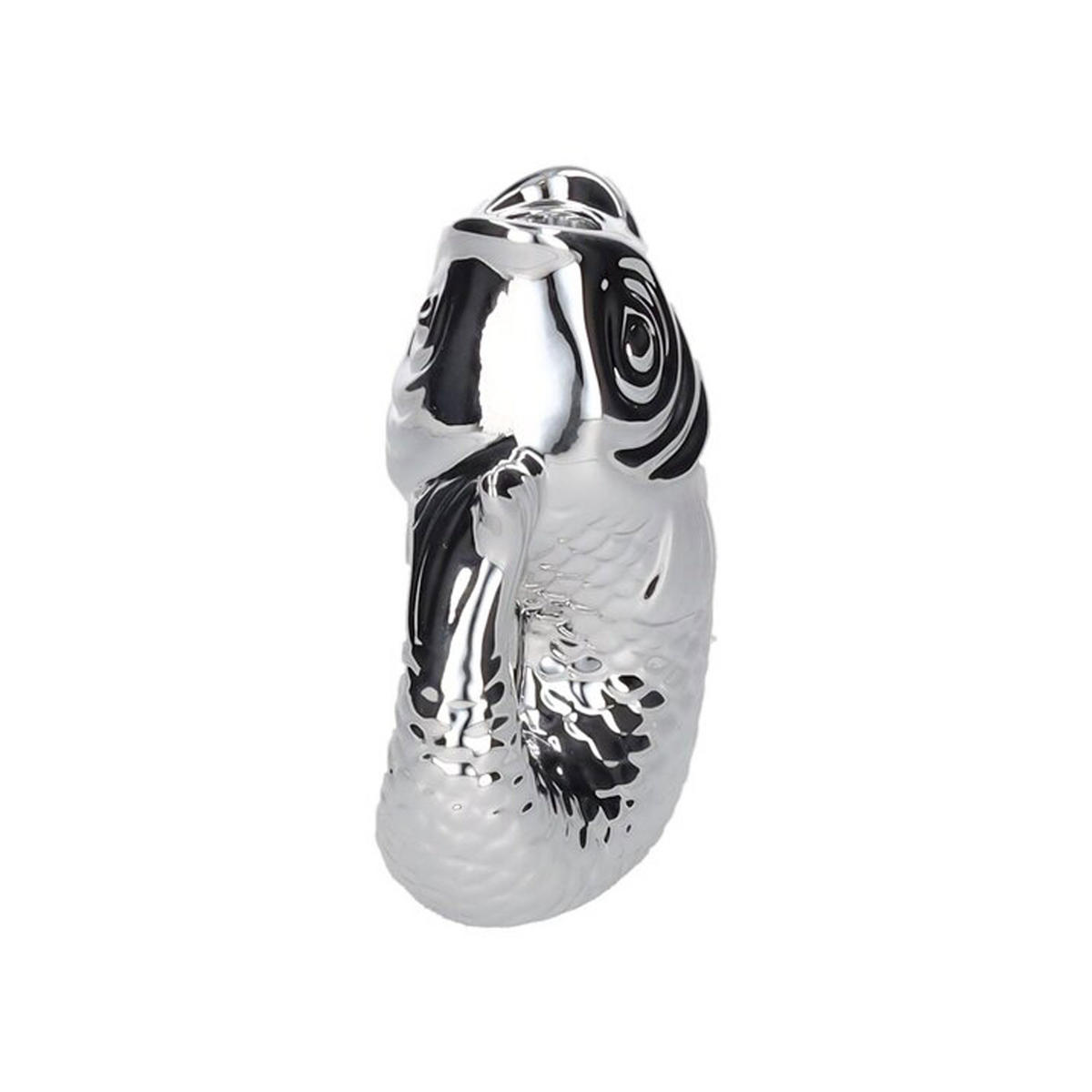KERZENHALTER Monsieur Carafon S Fisch-Form, Steingut, Silber, H 16.2 cm - Silberfarben, Stein (9.2/17.7/13.5cm) - Gift Company