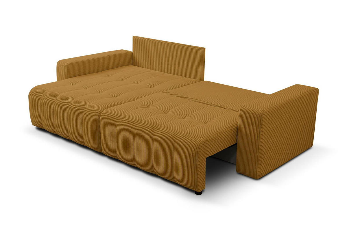 ECKSOFA Masina Gelb, Schlafsofa aus Cordstoff - Gelb, Holzwerkstoff (245/143cm) - Bettso