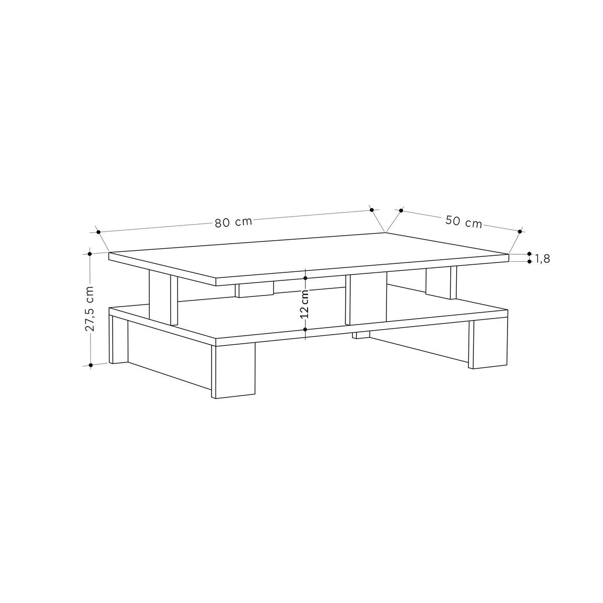 COUCHTISCH Mansu Grau 80/27.5/50 cm - Grau, Holzwerkstoff (27.5/80/50cm) - Decortie