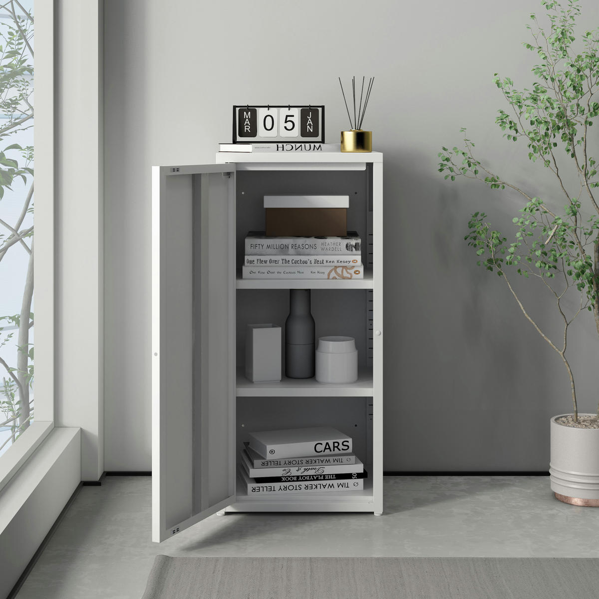 AKTENSCHRANK Burlöv - Weiß, Metall (40/88/35cm) - [en.casa]