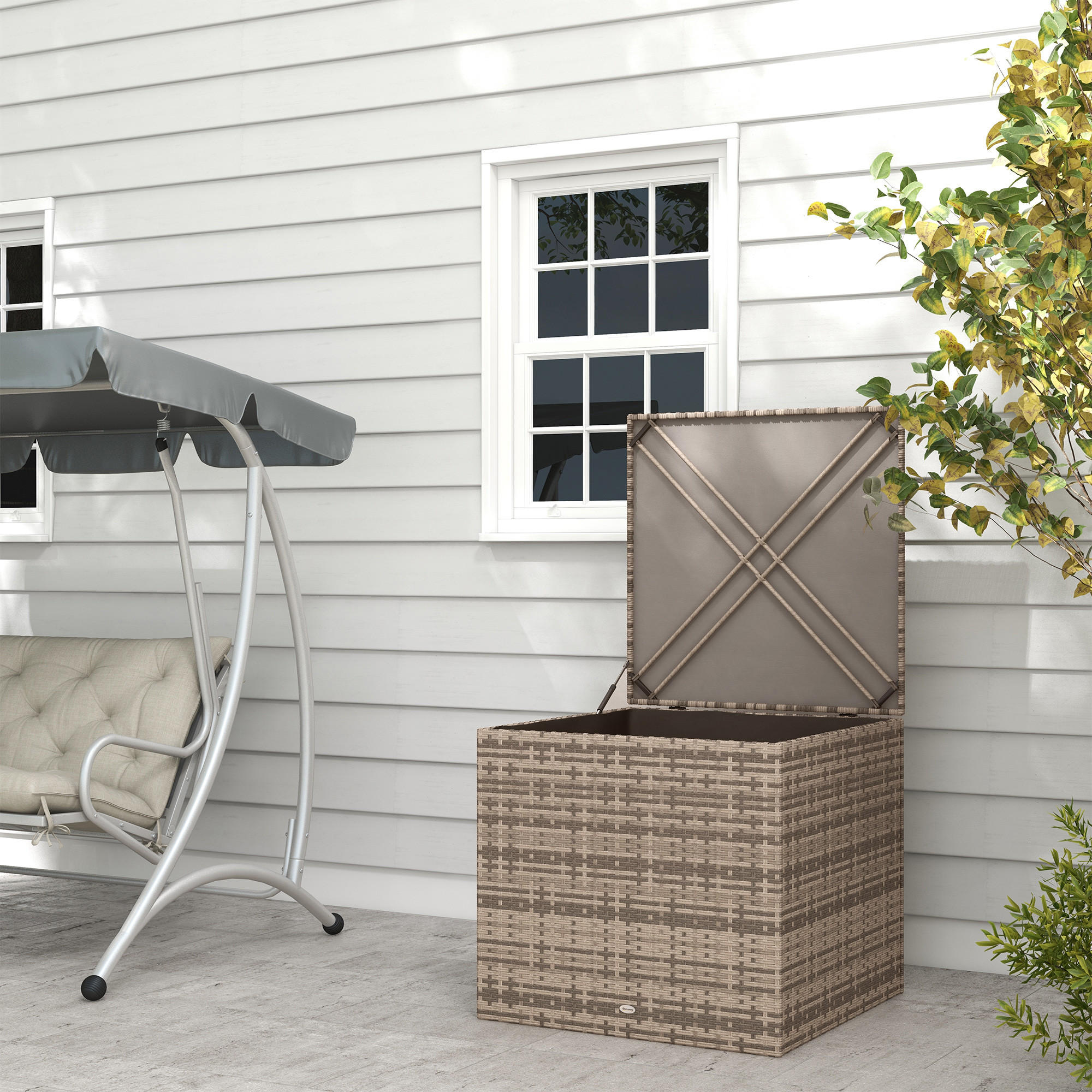 AUFLAGENBOX, Stahl, Sand, 75 x 75 x 70 cm - Sandfarben, Kunststoff/Metall (75/70/75cm) - Outsunny