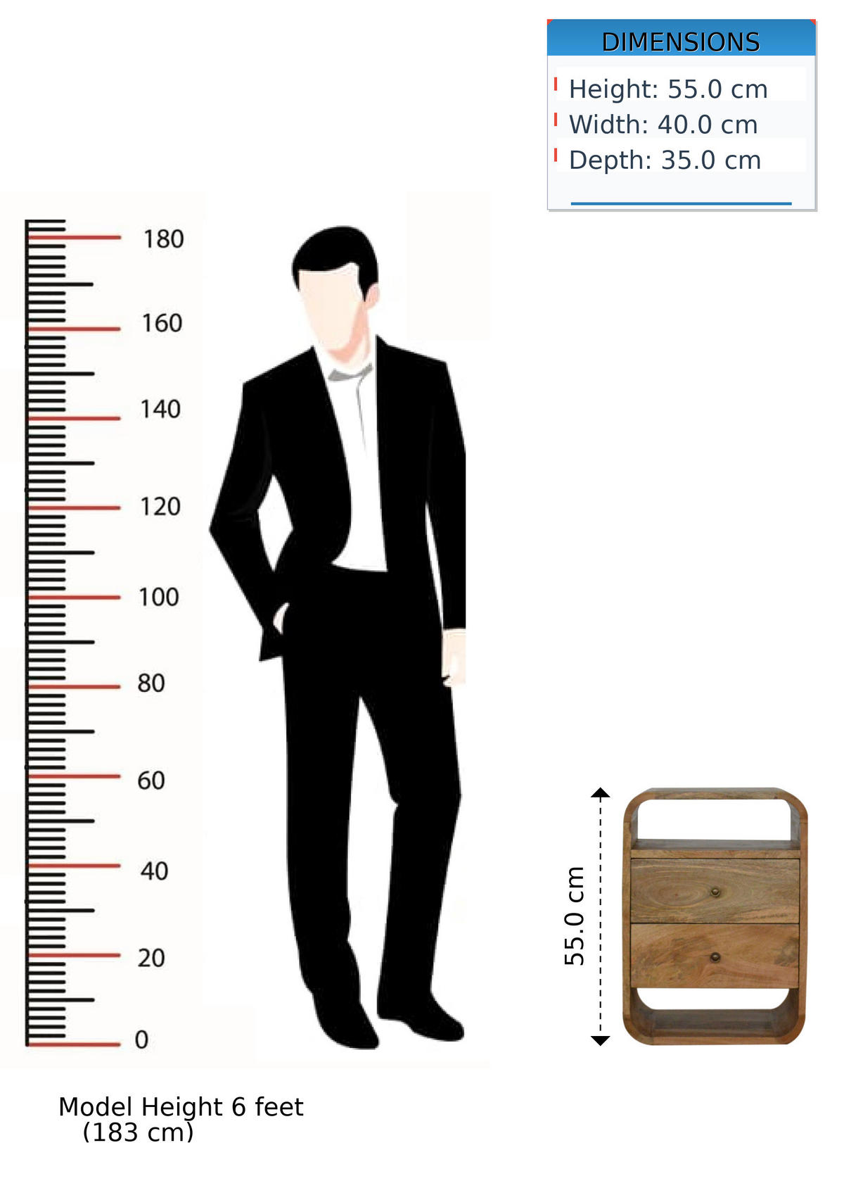 NACHTTISCH London mit 2 Schubladen, Beige - Messingfarben/Braun, Holz/Metall (40/55/35cm) - Artisan Furniture