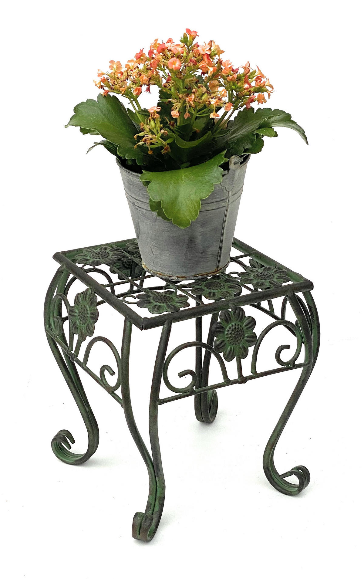 BLUMENHOCKER eckig Metall Grün 22,5/22,5/25,5 cm - Grün, Metall (22.5/25/22.5cm) - DanDiBo