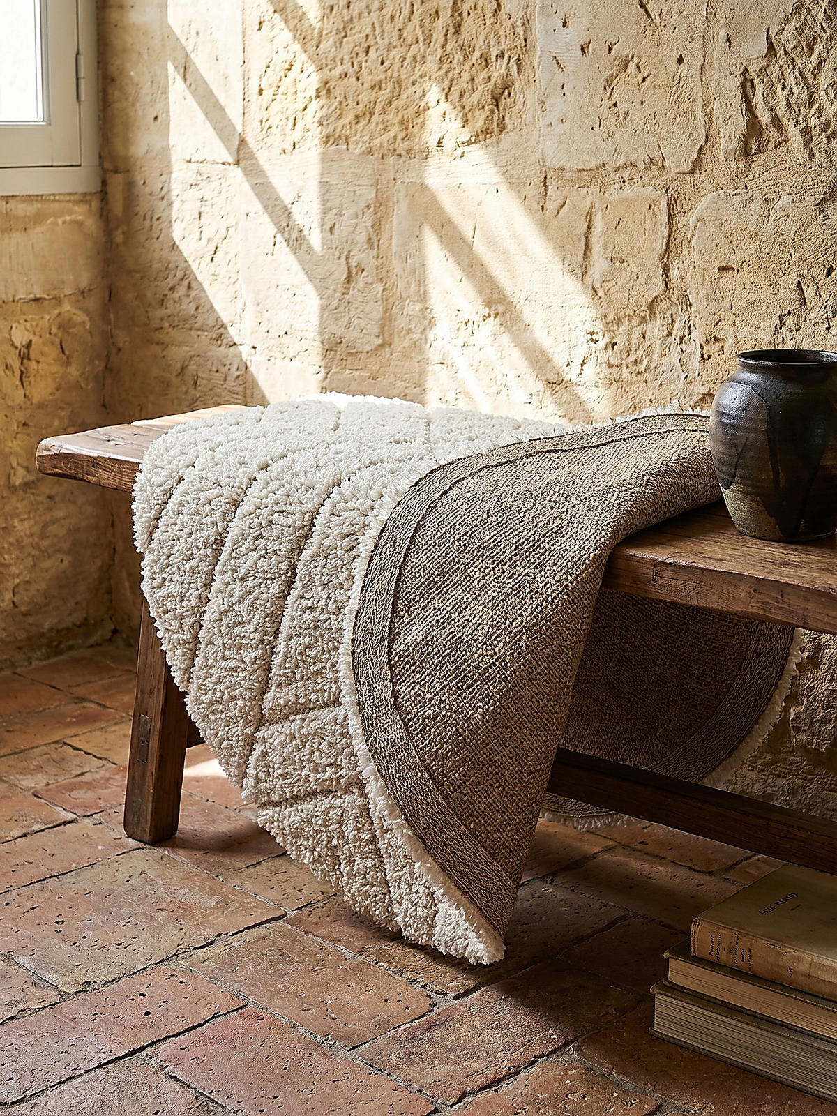 RUNDTEPPICH Berber ATRIO Polypropylen Creme 120 x 120 cm - Beige, Textil (120/120cm) - KADIMA DESIGN