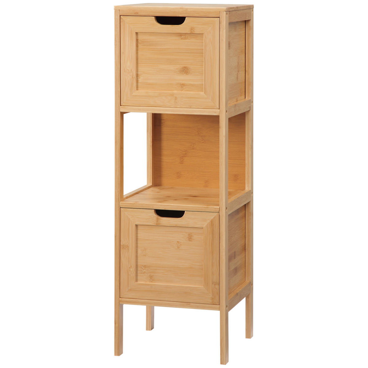 BADSCHRANK mit Kippschutz aus Bambus, 3 Schubladen, Lanfhausstil, Naturholz - Naturfarben, Holz (30/90/30cm) - Kleankin