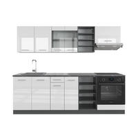 KÜCHENZEILE R-Line Weiß Hochglanz/Anthrazit 240 cm ohne AP - Weiß Hochglanz/Anthrazit, Holzwerkstoff (240/81.6/46cm) - Vicco