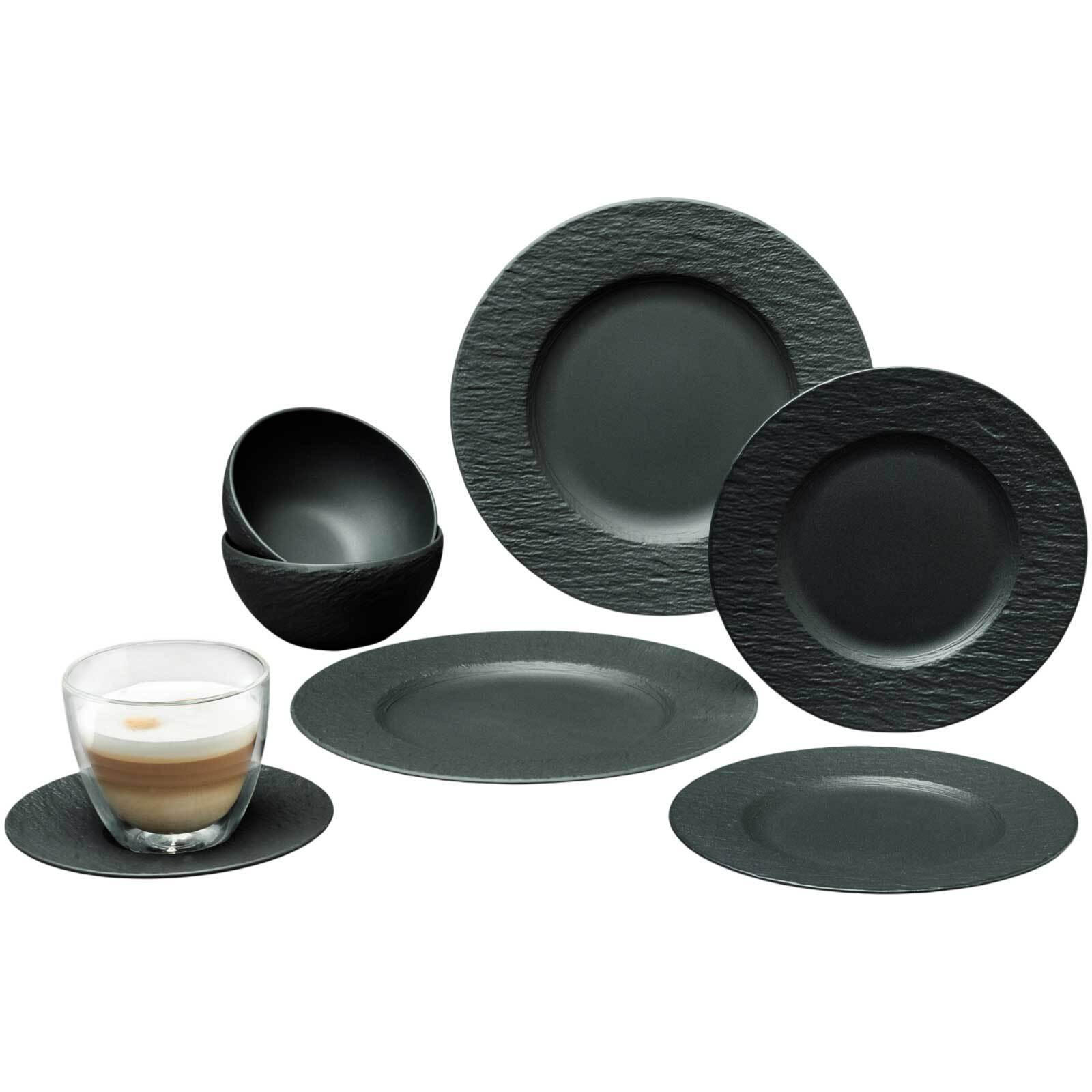 STARTER-SET Manufacture Rock schwarz 10-tlg. - Schwarz, Keramik (28/32/38cm) - Villeroy & Boch