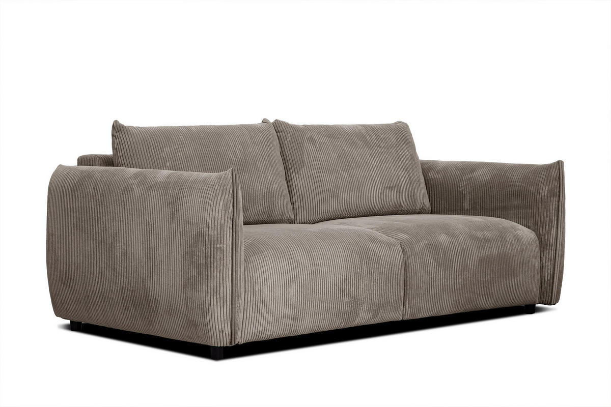 SOFA TAUER 3-Sitzer, taupe - Taupe/Schwarz, Holzwerkstoff/Kunststoff (112/84/206cm) - Courtois Laville