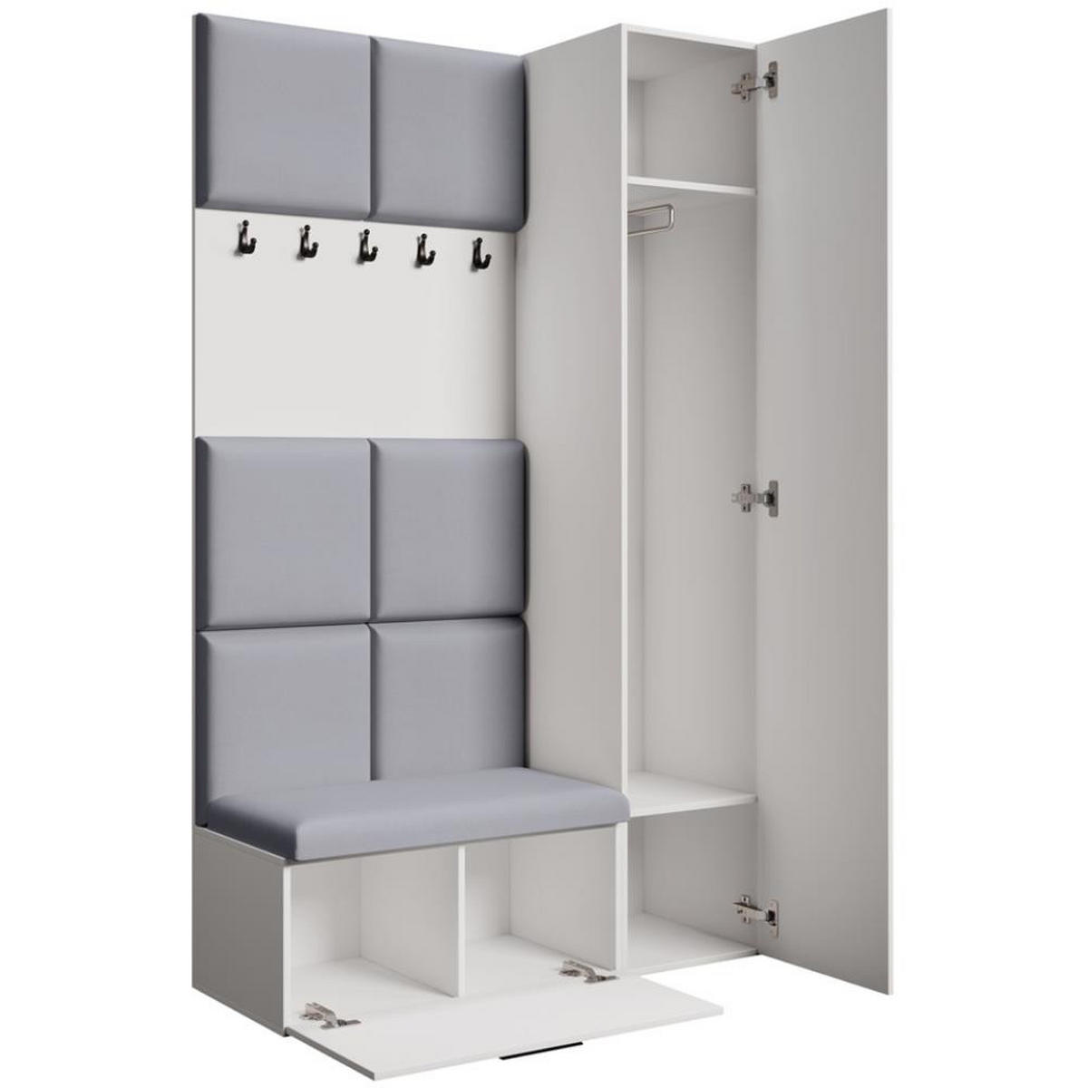 GARDEROBE Margaret I+IV 121/203/43 mit gepolsterten Paneelen - Schwarz/Weiß, Holzwerkstoff/Kunststoff (121/203/43cm) - Beautysofa
