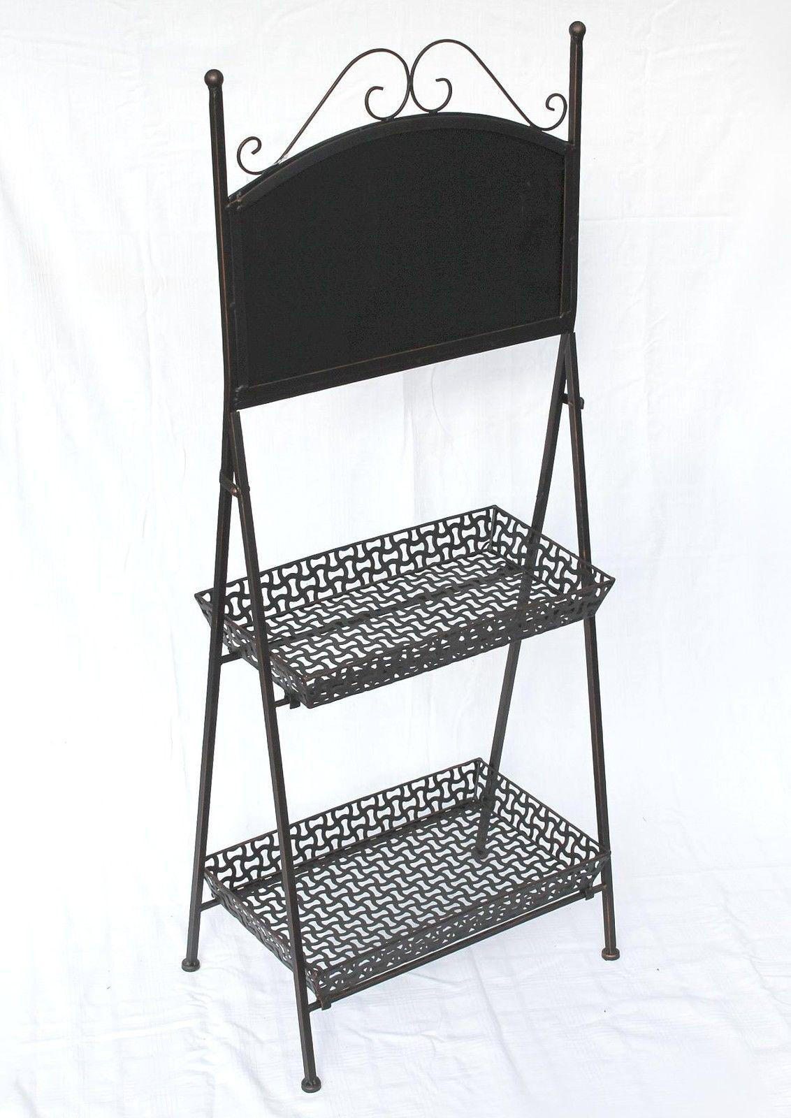 BLUMENTREPPE aus Metall mit Kreidetafel 108 cm 130837 - Braun, Metall (42/108/29cm) - DanDiBo
