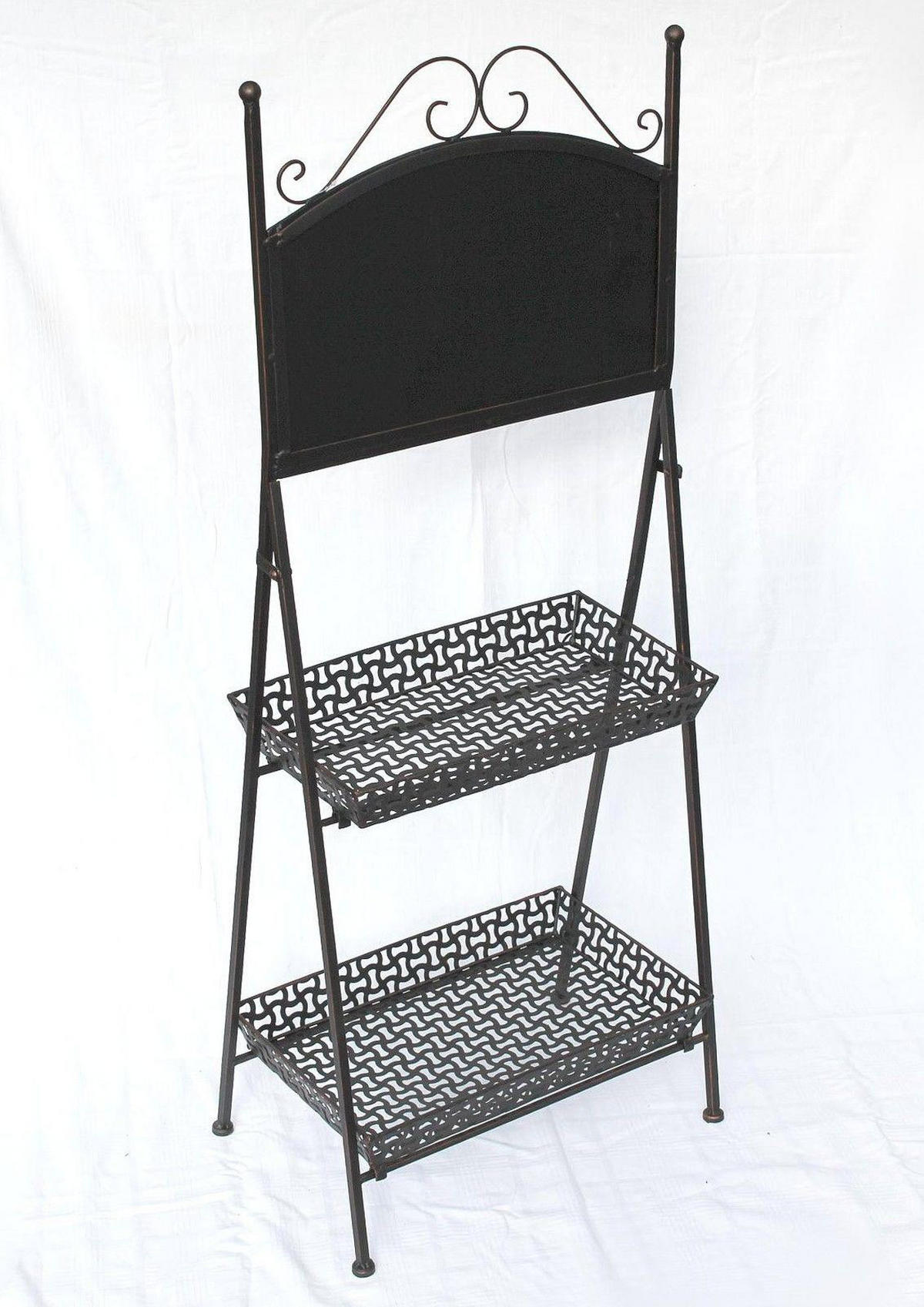 BLUMENTREPPE aus Metall mit Kreidetafel 108 cm 130837 - Braun, Metall (42/108/29cm) - DanDiBo