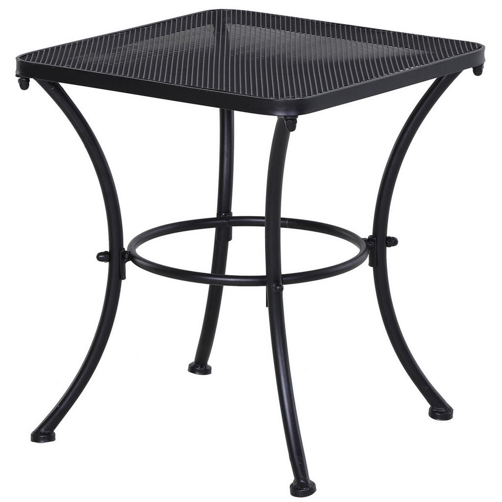 OKWISH ODKLÁDACÍ stolek 45/45/50 cm černý z kovu s odkládací deskou ve stylu pletiva