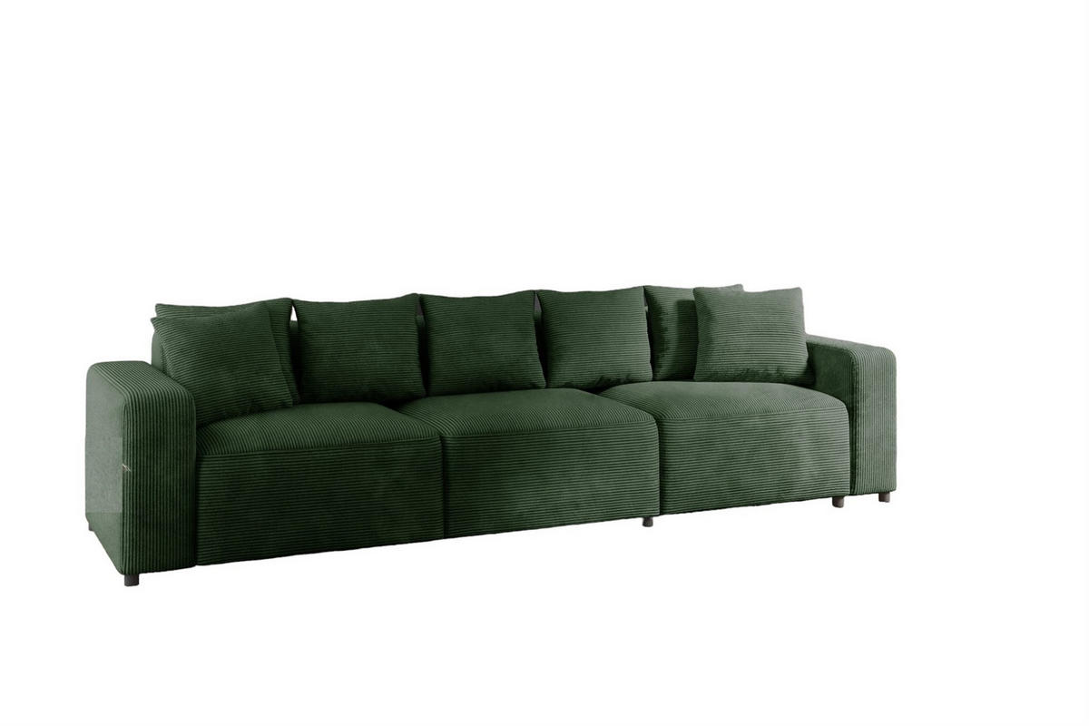 SOFA Megan 3-sitzer In Poso - Dunkelgrün, Holzwerkstoff/Textil (327/75/98cm) - Fun Möbel