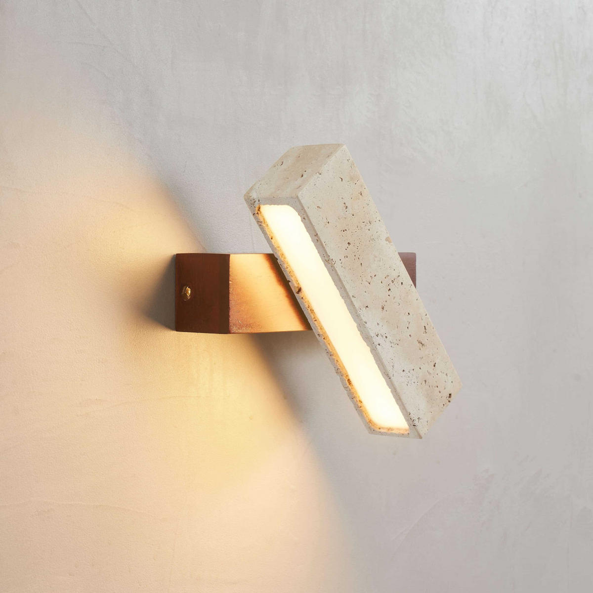 WANDLEUCHTE Varelli, Beige, Weiß und Holz, 20cm - Beige, Stein (20/4.5/20cm) - KOSILUM