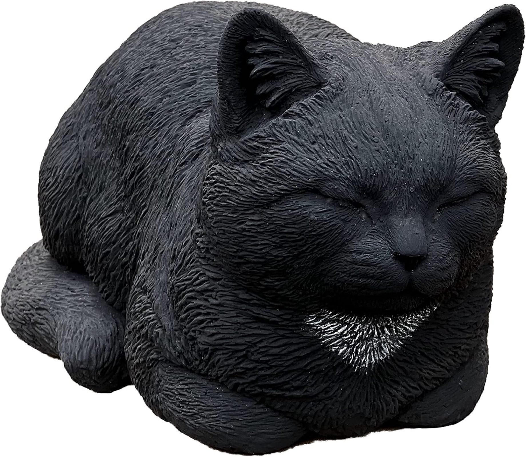 STEINFIGUR Katze Träumerle schwarz, frostfest, Steinguss massiv - Schwarz, Stein (19/17/36cm) - stoneandstyle
