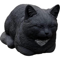 STEINFIGUR Katze Träumerle schwarz, frostfest, Steinguss massiv - Schwarz, Stein (19/17/36cm) - stoneandstyle