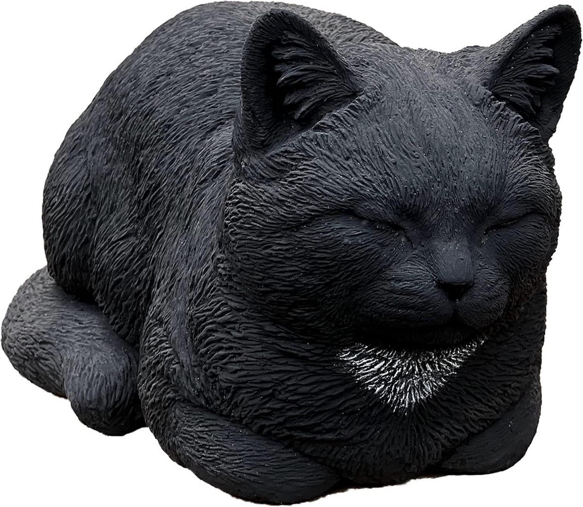 STEINFIGUR Katze Träumerle schwarz, frostfest, Steinguss massiv - Schwarz, Stein (19/17/36cm) - stoneandstyle