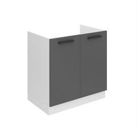 SPÜLENUNTERSCHRANK 80 cm SDZ, ohne Arbeitsplatte, mit 2 Türen, Silber matt - Silberfarben, Holz (80/82/51.6cm) - B BELINI GROUP