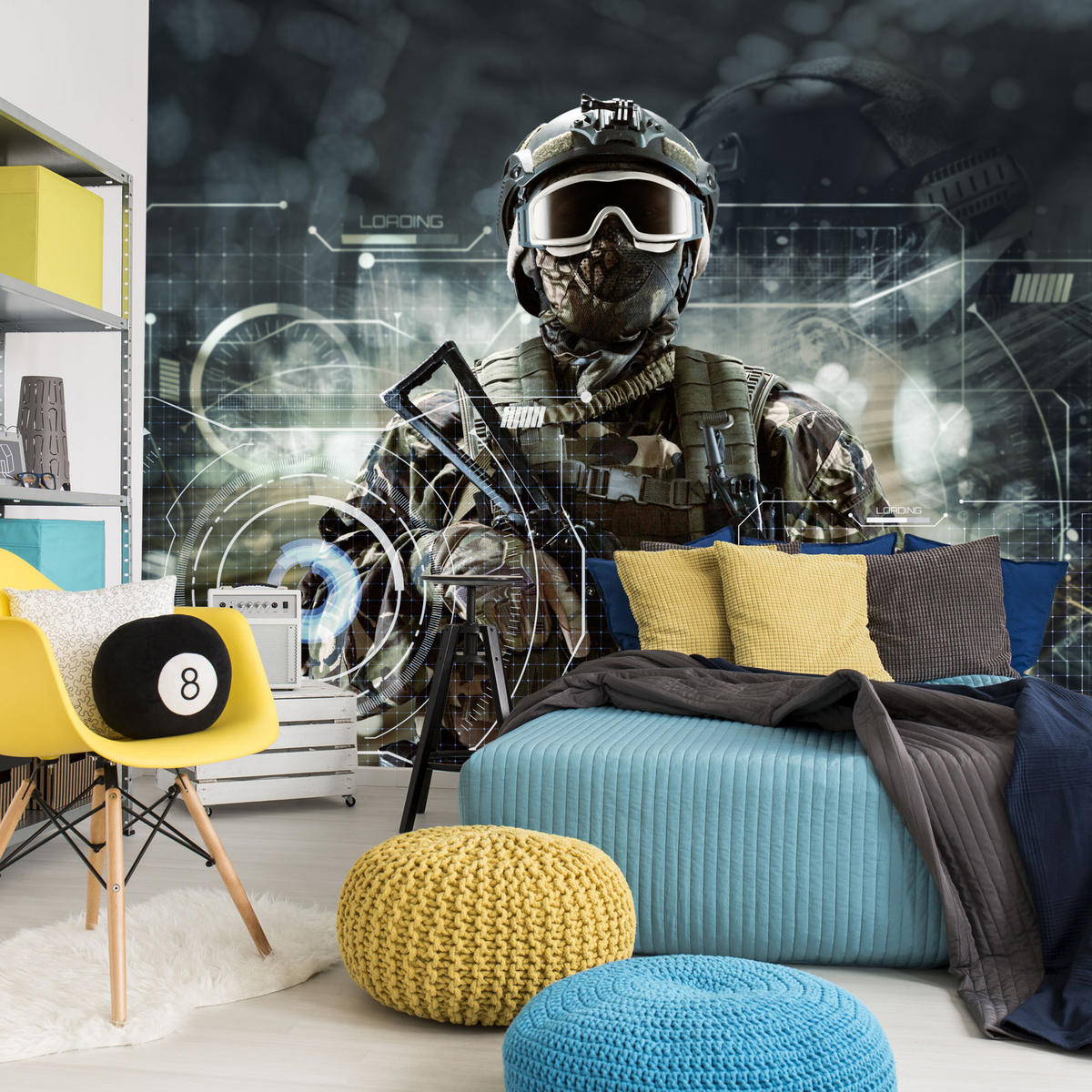 FOTOTAPETE für Jugendzimmer Futuristischer Soldat Krieger 300x210 - Braun/Grau, Papier (300/210cm) - Muralo