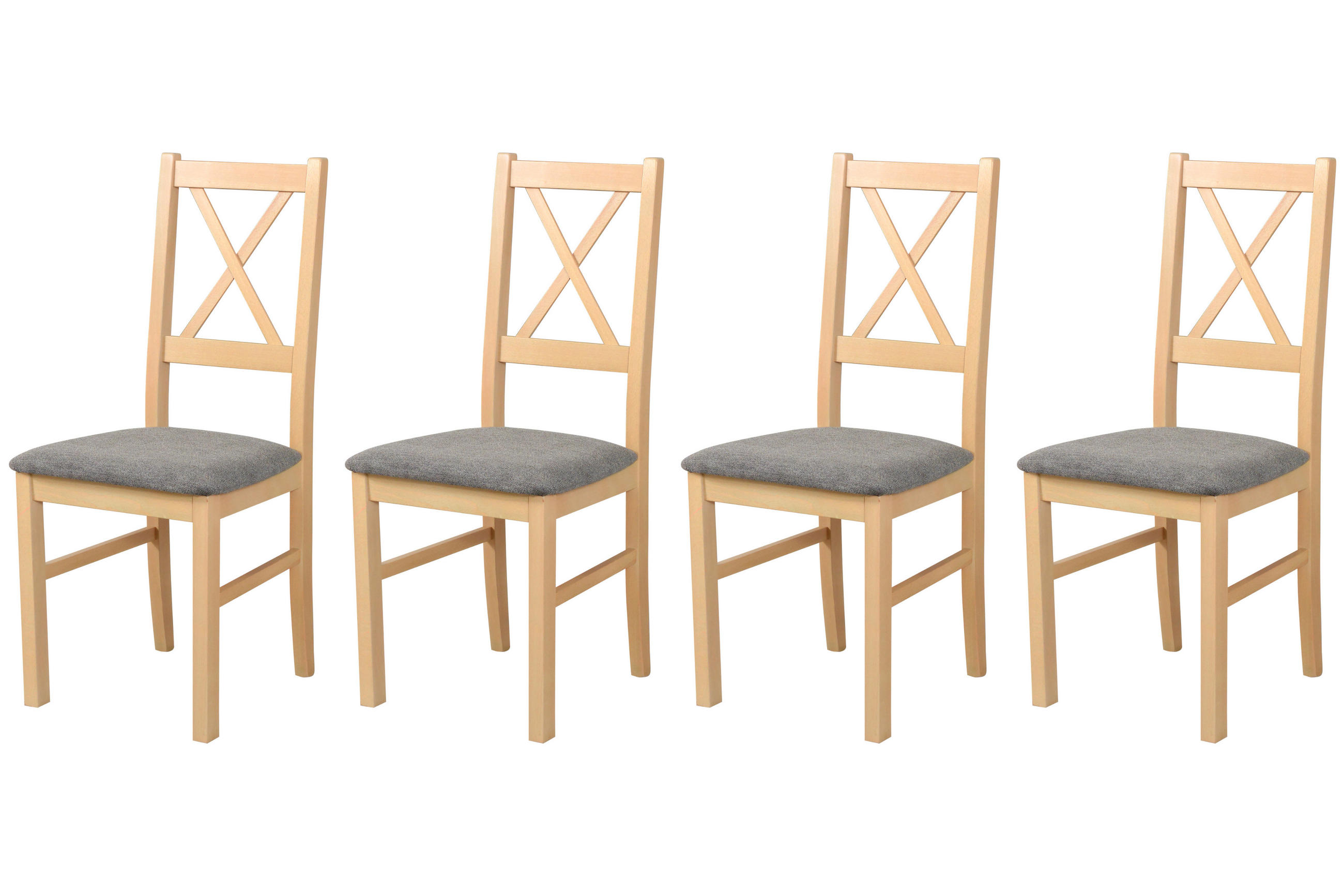 STUHL Nilo 10 (4er Set) - Birkefarben/Braun, Holz (43/94/40cm) - Leaf Design