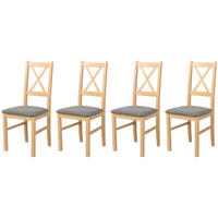 STUHL Nilo 10 (4er Set) - Birkefarben/Braun, Holz (43/94/40cm) - Leaf Design