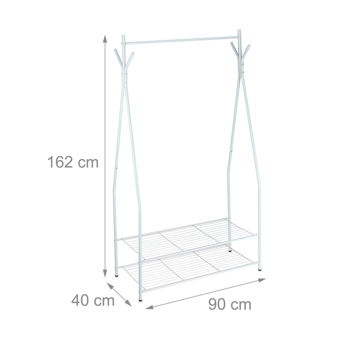 KLEIDERSTÄNDER - Weiß, Metall (90/162/40cm) - Relaxdays