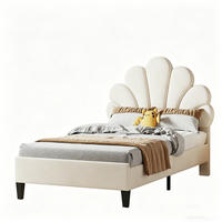 KINDERBETT 90 x 200 cm mit höhenverstellbarem Kopfteil, Lattenrost,Samt - Beige, Metall (90/200cm) - PARAFTA HOME