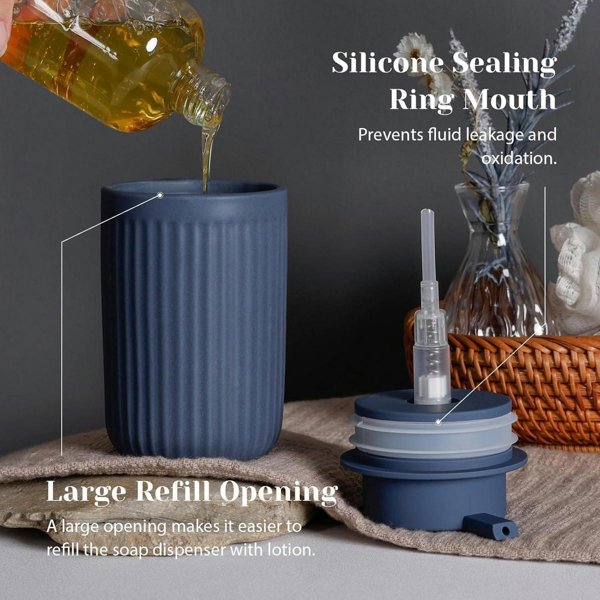 SEIFENSPENDER Keramik Matt Blau 350ml - Blau, Keramik (7.5/14.5/7.5cm)