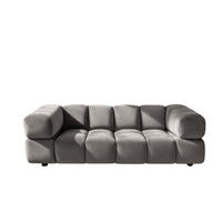 SOFA 3-Sitzer, Couch, Veloursstoff Bluvel, Aschgrau, Averro - Grau, Holz (240/70/96cm) - Kaiser Möbel