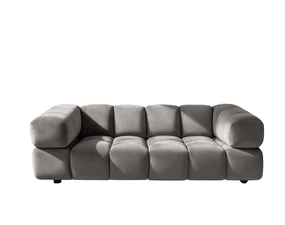 SOFA 3-Sitzer, Couch, Veloursstoff Bluvel, Aschgrau, Averro - Grau, Holz (240/70/96cm) - Kaiser Möbel