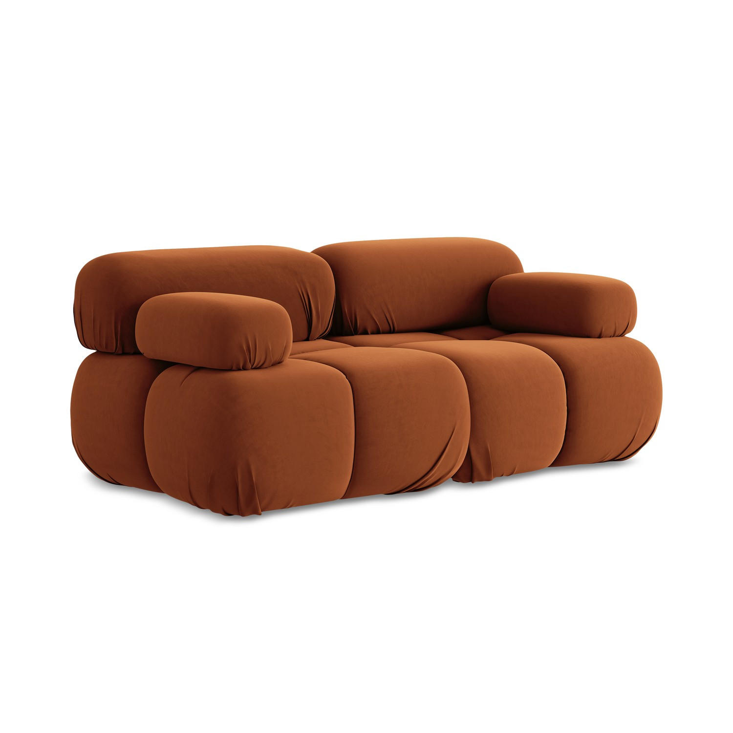 2-SITZER-SOFA Samt Stoff Orange - Beige/Terracotta, Kunststoff/Textil (190/70/96cm) - LaMiaSofa