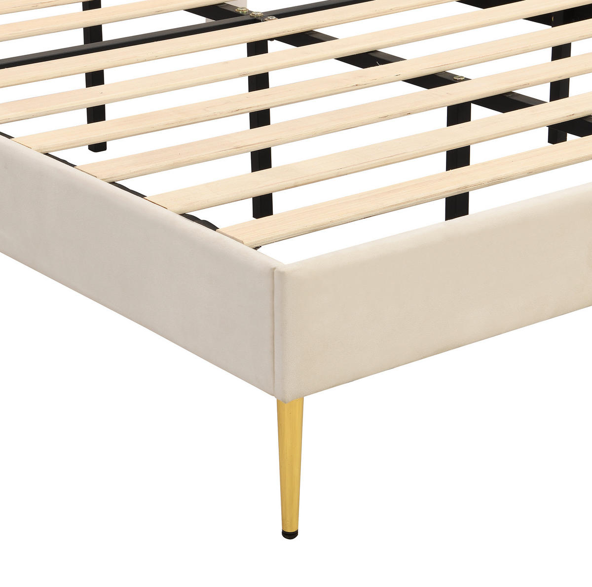 POLSTERBETT aus Samt 140x200 cm in Beige mit verstellbarem Kopfteil - Beige, Textil (140/200cm) - Modfu
