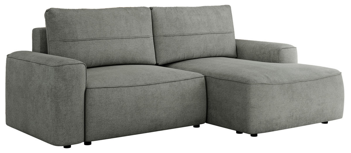 ECKSOFA BELLUNO L Grau Strukture - Rechts - Schwarz/Grau, Textil (233/144cm) - MKS