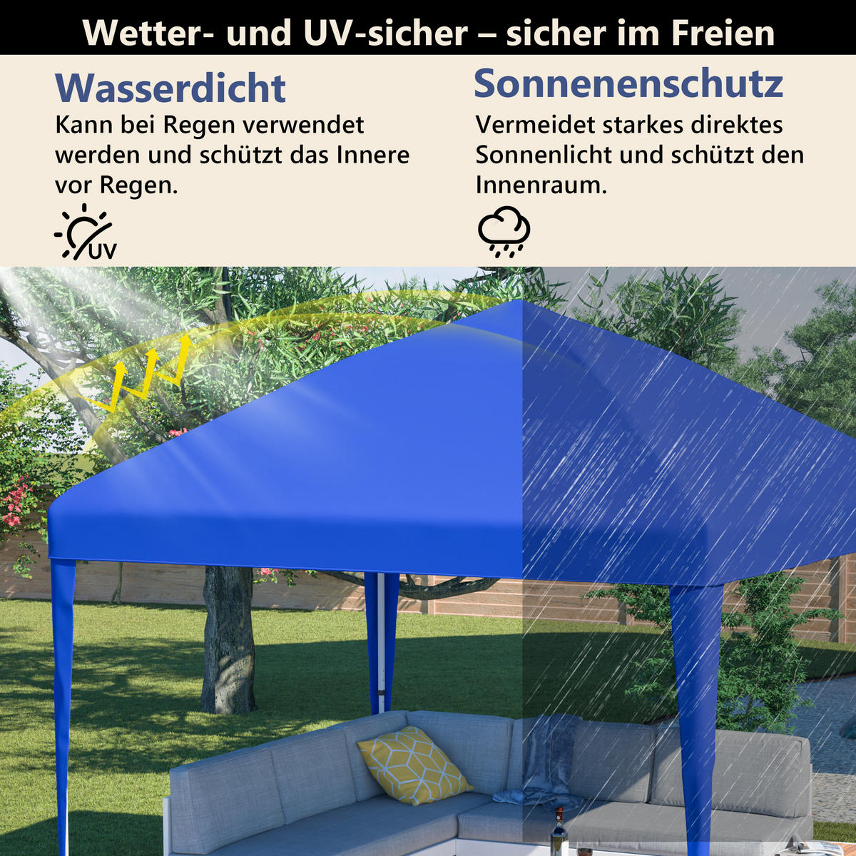 GARTENPAVILLON Pavillon 3x3 m Blau - Blau, Metall (313/197/313cm) - ComfortXL