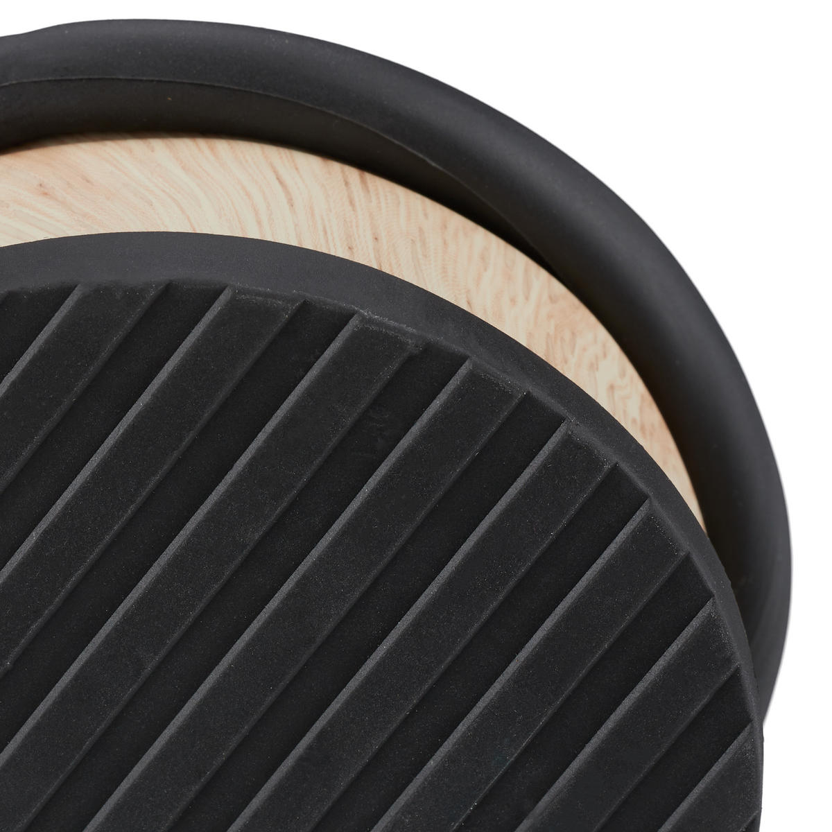 DÖRRSTOPP trälook natur rostfritt stål - Ljusbrun, Metall/Plast (10.5/10.5cm) - Relaxdays