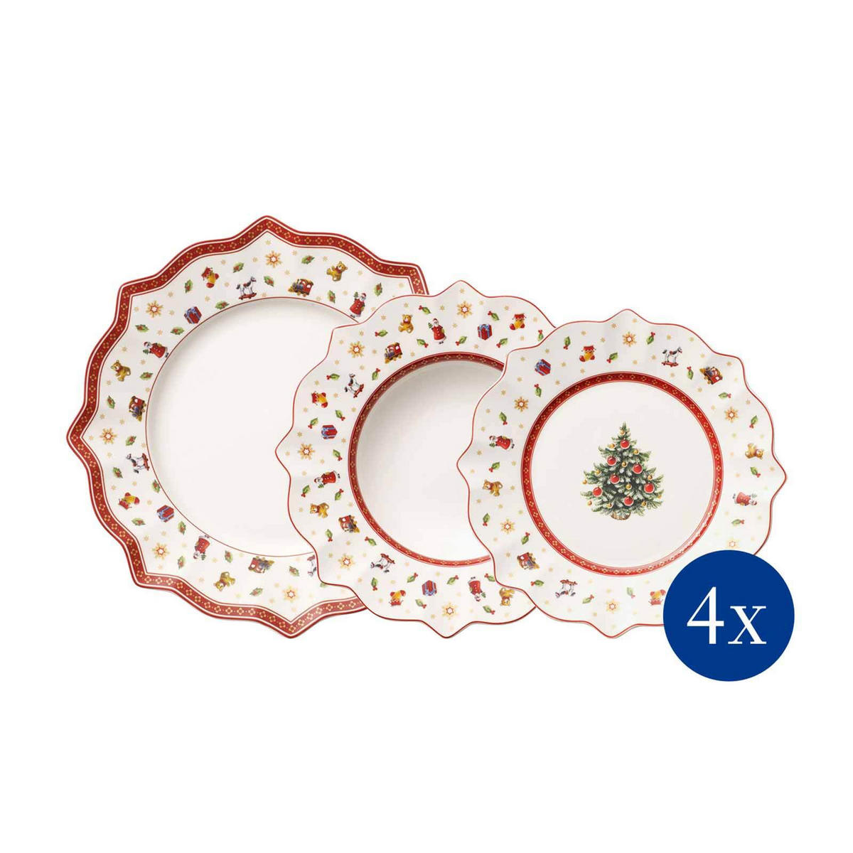 TELLER-SET Toy's Delight weiß-rot - Rot/Weiß, Keramik (28.5/30.5/29.5cm) - Villeroy & Boch