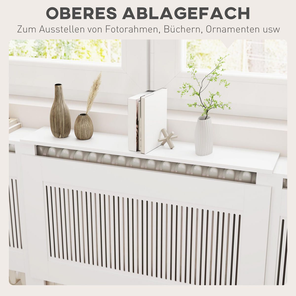 HEIZKÖRPERVERKLEIDUNG Spanplatte MDF Weiß - Weiß, Holzwerkstoff (201/19/81.5cm) - HOMCOM