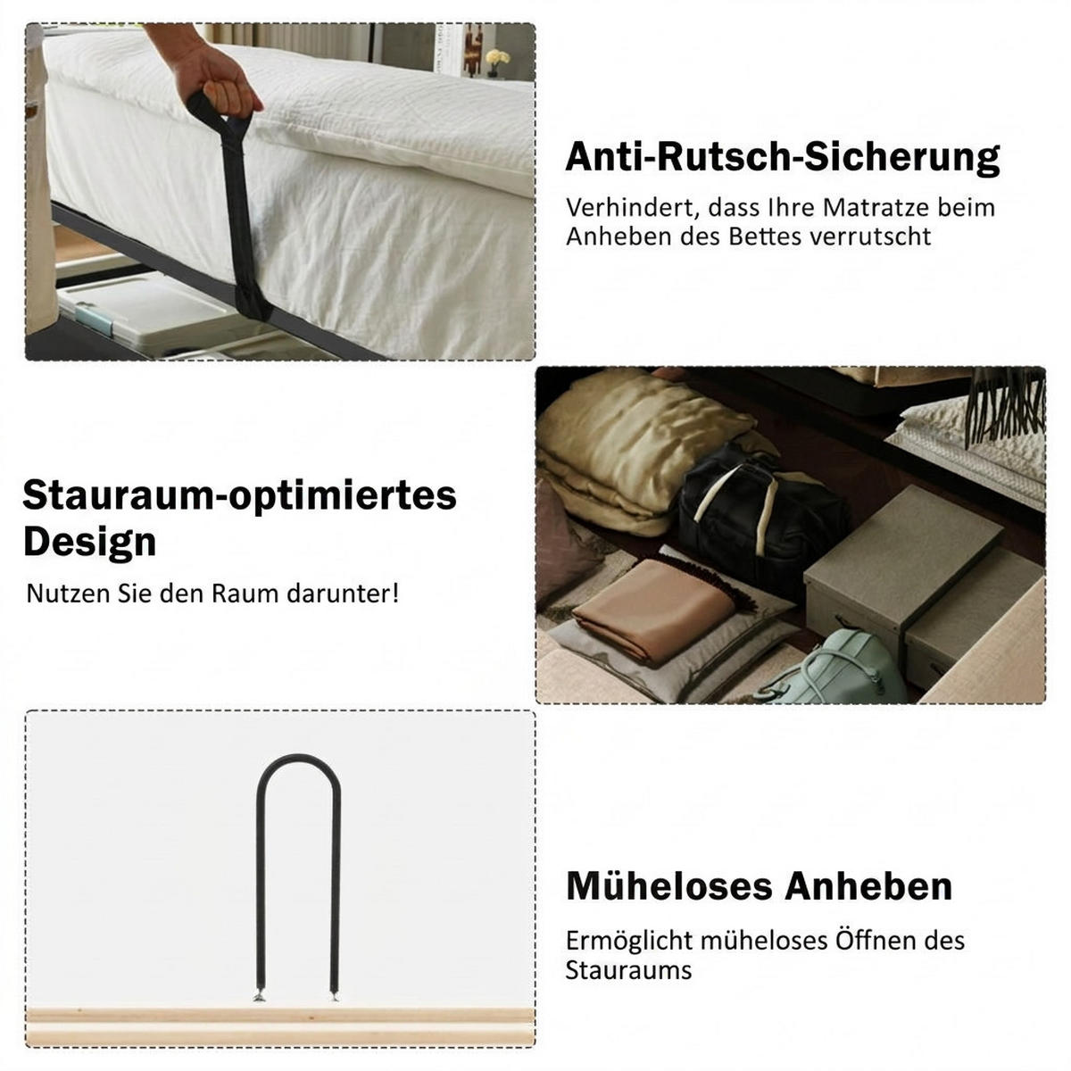 POLSTERBETT 180/200 cm Beige mit 2 Nachttischen und USB Ladefunktion (Ohne Matratze) - Beige, Textil (180/200cm) - Oxeza