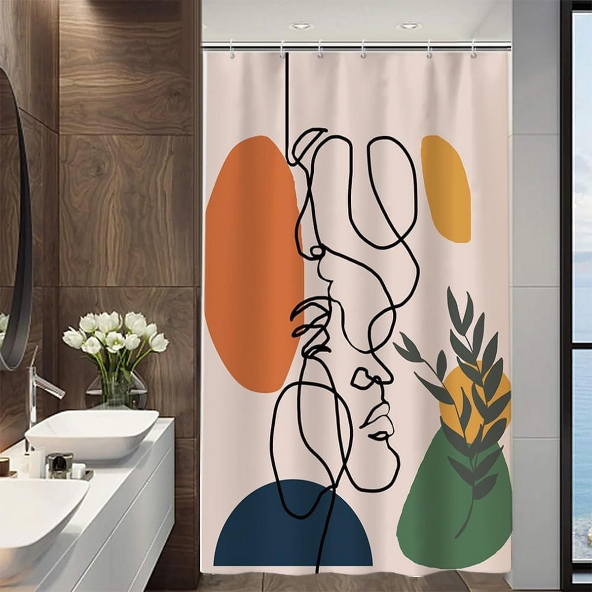DUSCHVORHANG 120 x 180 cm abstrakt schimmelresistent wasserdicht waschbar Polyester - Multicolor, Textil (120/180cm) - MCBOSON