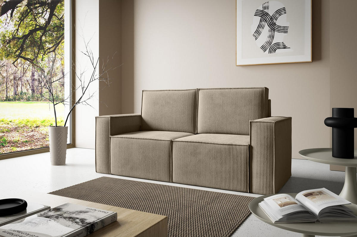 SOFA Orto Hellbraun, Zweisitzer Polstersofa - Hellbraun, Holzwerkstoff/Textil (178/93/82cm) - Bettso