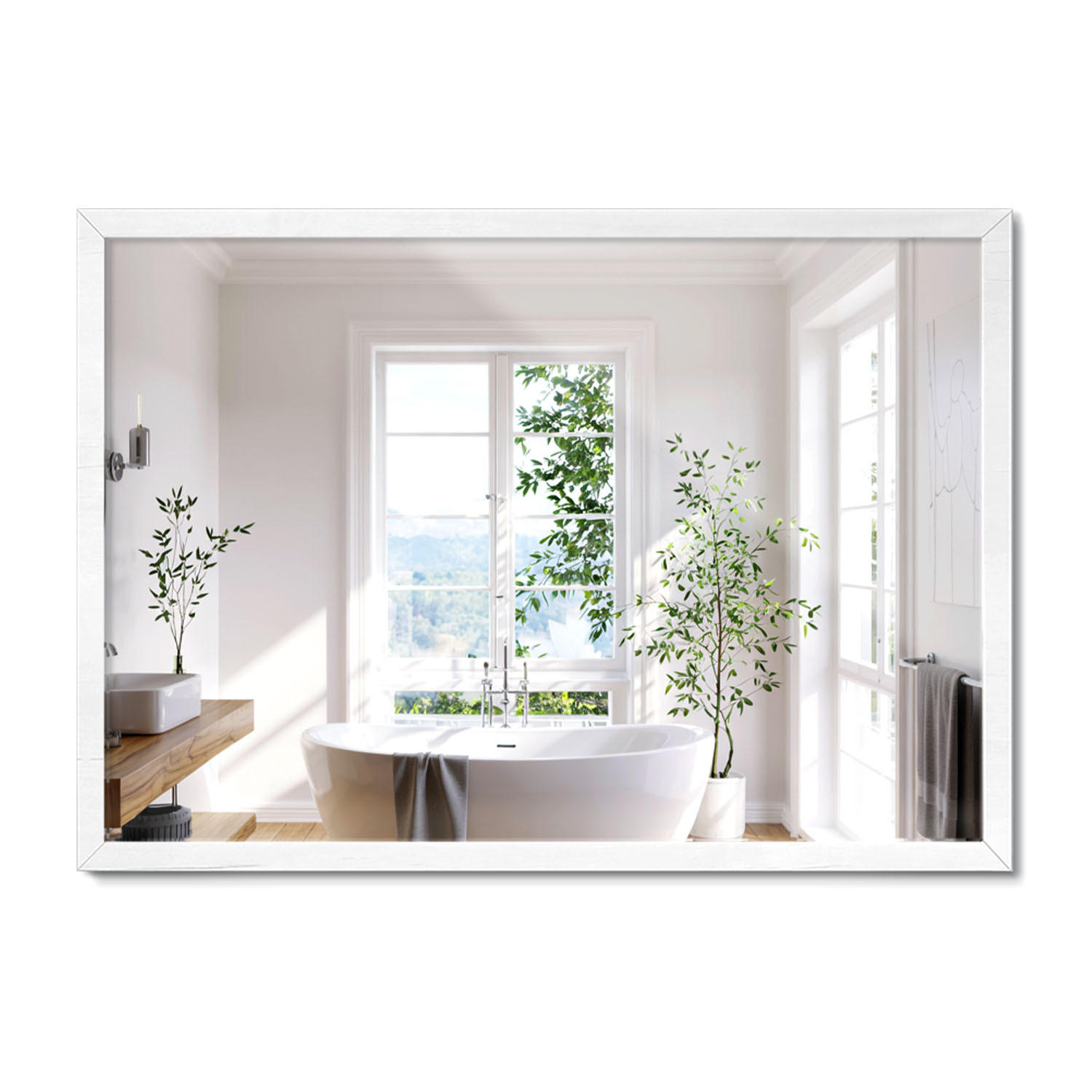 Wallfluent Spiegel Weiß 70x50x0.4 cm