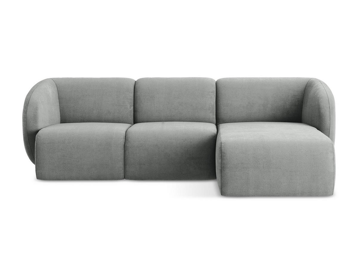 ECKSOFA Rechts Chenille Stoff Grau - Schwarz/Grau, Holzwerkstoff/Kunststoff (248/166cm) - Makamii