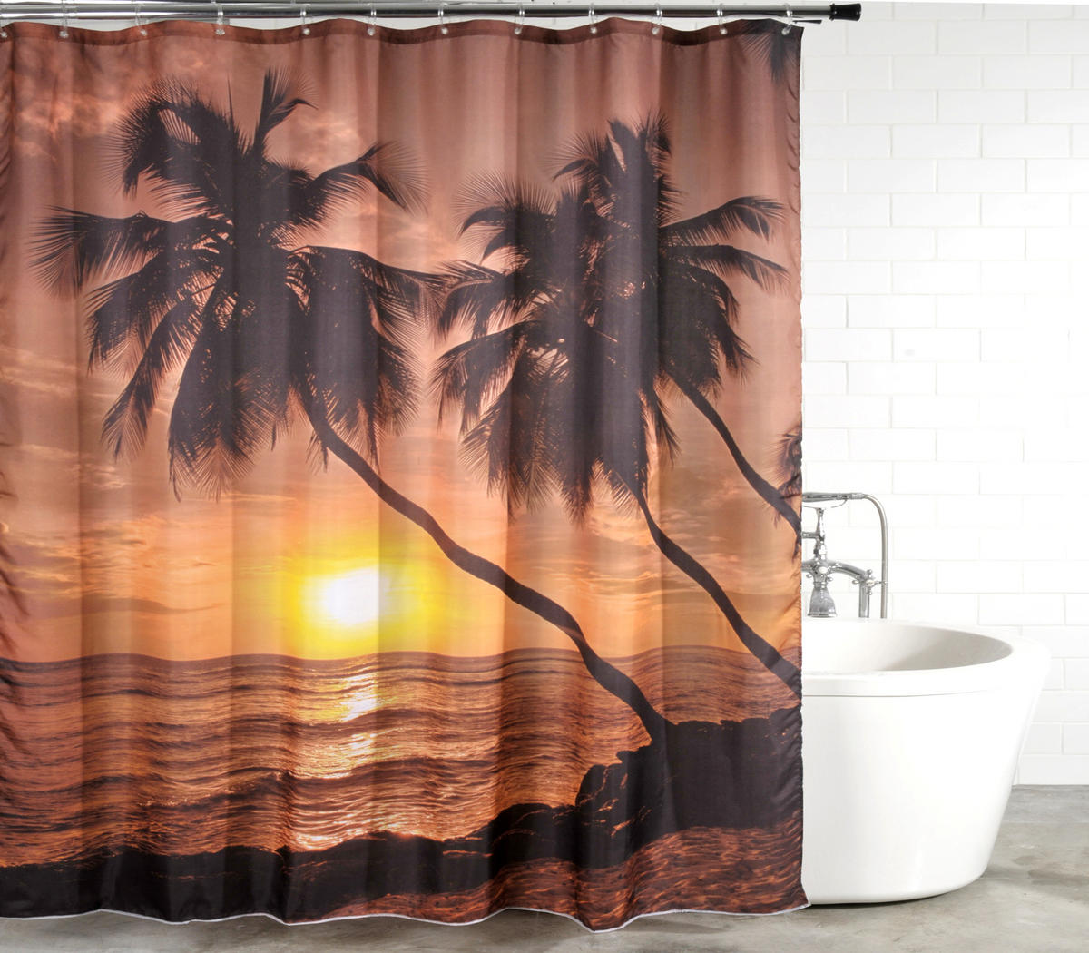 DUSCHVORHANG Summer 180 x 200 cm - Orange, Textil (180/200cm) - Sanilo