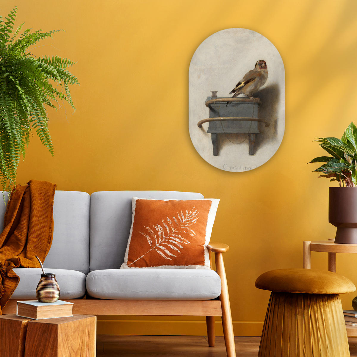 WANDBILD Stieglitz - Alter Meister - Carel Fabritius 40x60 cm - Grau, Kunststoff (40/60cm) - MuchoWow